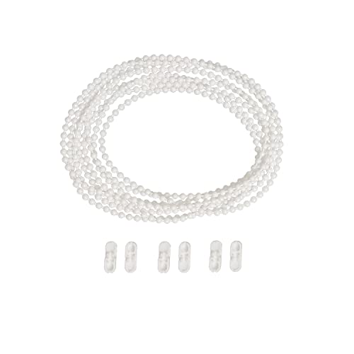 HASAYAKI Vorhang Beaded Kettenschnur, 3m Beaded Pull Strings mit 3-Anschlüssen, Reparatur für Rollos Shades-Weiß von HASAYAKI