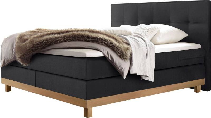 HASENA Boxspringbett Bella, mit Punktsteppung im Kopfteil, Sockel in Eiche, Federkernmatratze von HASENA