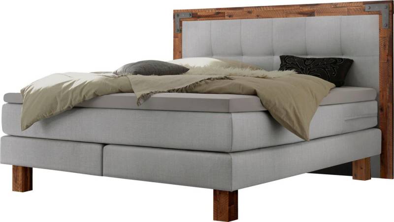 HASENA Boxspringbett Memphis, im Vintagelook, Massivholz-Umrandung, Tonnentaschen-Federkernmatratze von HASENA
