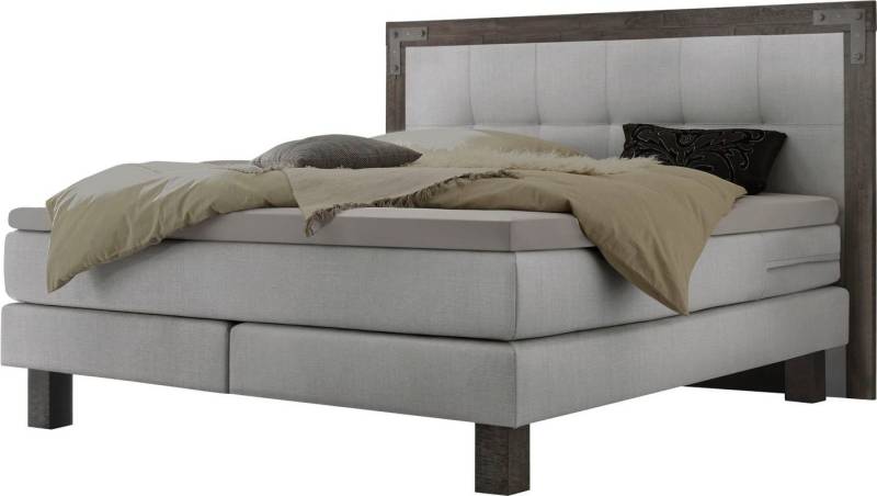 HASENA Boxspringbett Memphis, im Vintagelook, Massivholz-Umrandung, Tonnentaschen-Federkernmatratze von HASENA