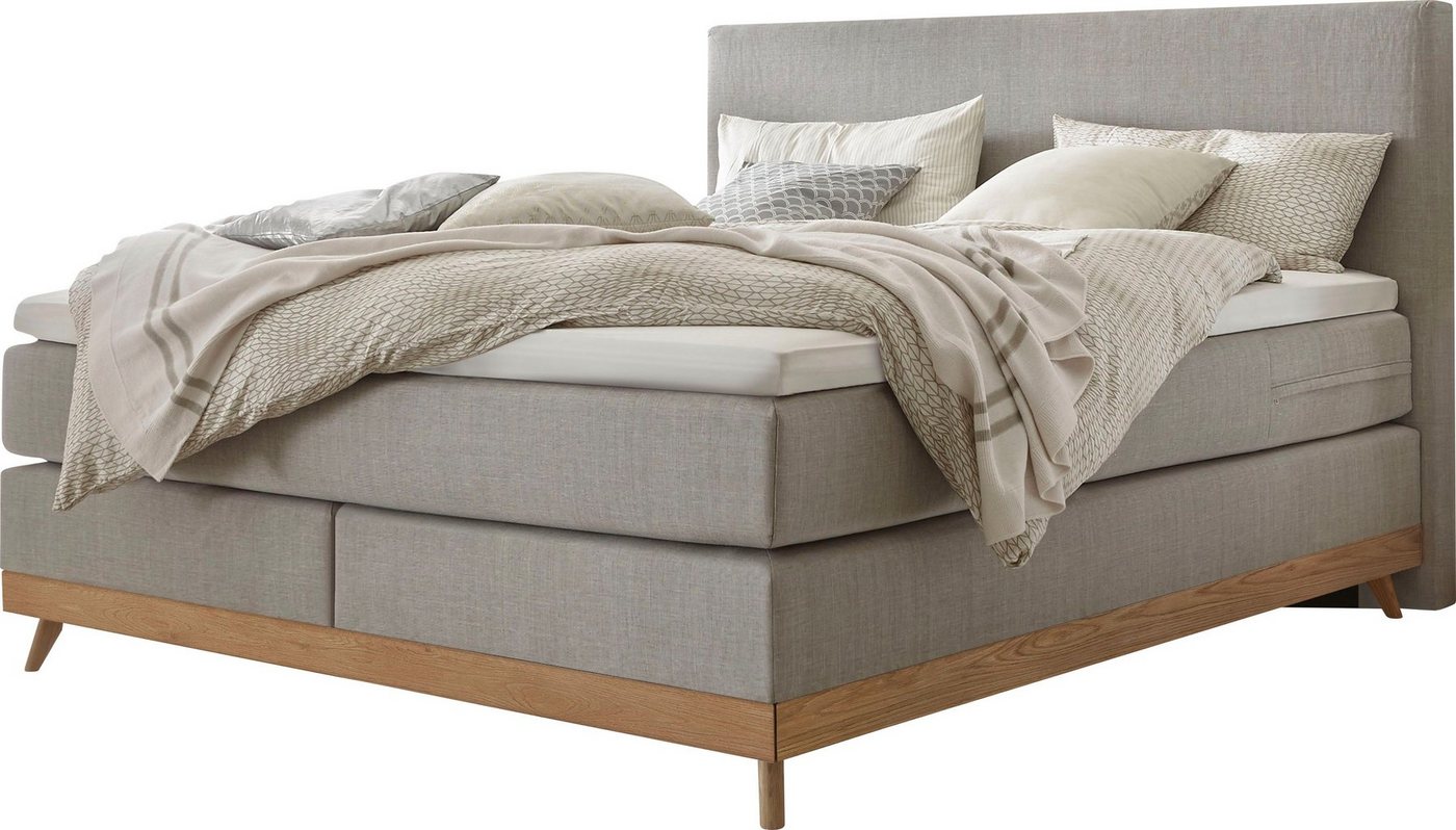 HASENA Boxspringbett Scandia, Boxspringbett, gepolstertes Kopfteil, Scandi Look, Füsse Eiche bianco von HASENA