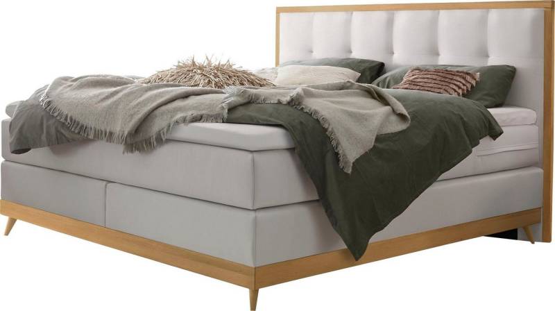 HASENA Boxspringbett Villa, Boxspringbett, edle Polsterteile, Sockel und Kopfteil aus heller Eiche von HASENA