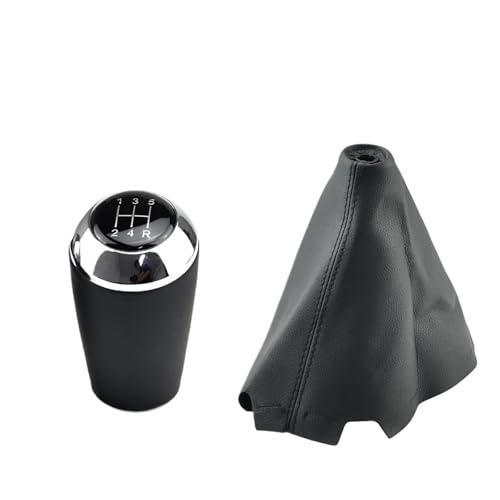 HASGTFM 5/6-Gang-Schaltknauf, passend for MAZDA 3 BK BL 5 CR CW 6 II GH CX-7 ER MX-5 NC III MT Lederhebelarm-Stick Headball-Zubehör(Silver 5 Speed B) von HASGTFM