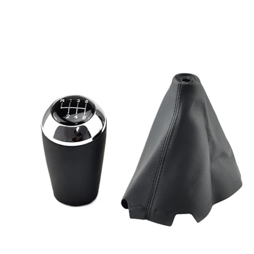 HASGTFM 5/6-Gang-Schaltknauf, passend for MAZDA 3 BK BL 5 CR CW 6 II GH CX-7 ER MX-5 NC III MT Lederhebelarm-Stick Headball-Zubehör(Silver 6 Speed B) von HASGTFM