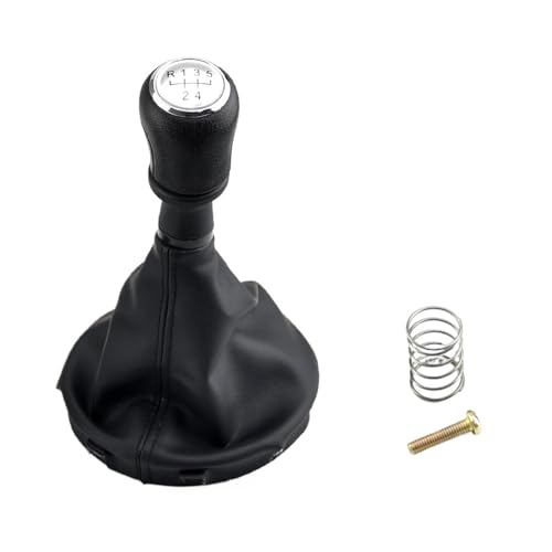 HASGTFM 5/6 Gang passend for VW for Volkswagen Transporter T5 .1 T6 Gp 2003–2011 Schalthebel Schaltknauf Ledermanschette Kofferraumabdeckung Auto-Styling(5 Speed-Silver) von HASGTFM