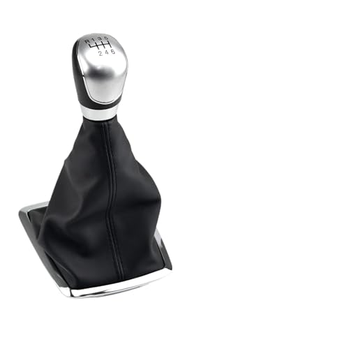 HASGTFM 5/6 Speed ​​Fit for Focus 2 MK2 FL C-MAX 2006–2011 MK3 MK4 MK7 Fit for Galaxy Schaltknauf Hebel Stick Pen Leder Gamasche Kofferraumabdeckung(Silver 6 Speed A) von HASGTFM