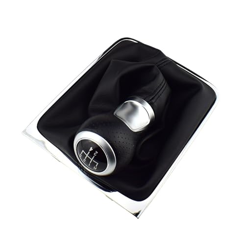 HASGTFM 5 6-Gang-Auto-Schaltknauf mit Gamaschenmanschetten-Abdeckungsrahmen, passend for VW Passat B6 2005 2006 2007 2008 2009 2010 2011(5 Speed-01) von HASGTFM