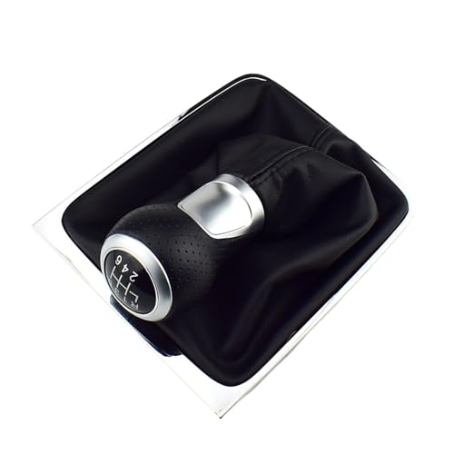 HASGTFM 5 6-Gang-Auto-Schaltknauf mit Gamaschenmanschetten-Abdeckungsrahmen, passend for VW Passat B6 2005 2006 2007 2008 2009 2010 2011(6 Speed-01) von HASGTFM