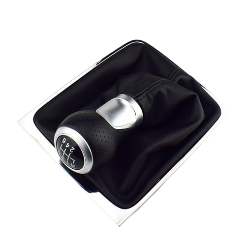 HASGTFM 5 6-Gang-Getriebekopf, schwarzer Schaltknauf, Manschettenrahmen, passend for Volkswagen Passat B6(6 Speed-01) von HASGTFM