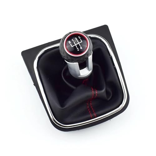 HASGTFM 5 6-Gang-Leder-Auto-Schaltknauf-Stick-Abdeckung, passend for VW Golf MK5 MK6 6 Rabbit Jetta 2010 2011–2014(GTI 5 Speed) von HASGTFM