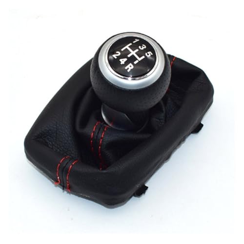 HASGTFM 5 6 Speed ​​Shifter Konb Auto-Schaltknauf mit Kofferraumabdeckung, passend for Audi A4 S4 B8 8K A5 8T Q5 8R S Line 2007 2008 2009 2010 2011–2015(5 Speed-Silver 5R) von HASGTFM