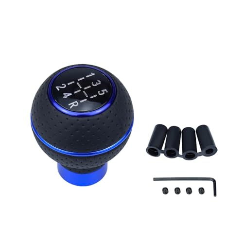 HASGTFM 5-Gang-Aluminium-Universal-Auto-Schaltknauf M8 M10 M11 M12 Passend for Schaltgetriebe Automatikgetriebe-Niveauknopf Schalthebel(Blue) von HASGTFM
