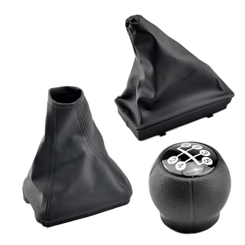 HASGTFM 5-Gang-Auto-Komplett-Schaltknauf, Handbremsgehäuse, Gamasche, Kofferraumabdeckung, passend for Opel, for CORSA C (01–06), B (04–12), (01–11)(Combo 3Pcs) von HASGTFM