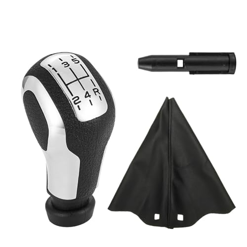 HASGTFM 5-Gang-Auto-Schaltknauf, passend for Peugeot 307 206 207 406 5008 3008, for Citroen C2 C3 C4 Sega Triumph Senna Elysee Picasso(Silver-5 Speed-01) von HASGTFM