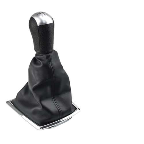 HASGTFM 5-Gang-Schaltknauf, PU-Leder, Gamasche, Manschettenmanschette, passend for Ford/Focus 2 MK II 2005 2006 2007 2008 2009 2010 2011(Silver 6 Speed A) von HASGTFM