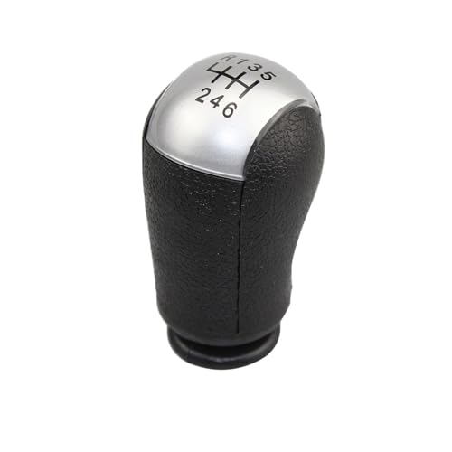 HASGTFM 5-Gang-Schaltknauf, PU-Leder, Gamasche, Manschettenmanschette, passend for Ford/Focus 2 MK II 2005 2006 2007 2008 2009 2010 2011(Silver 6 Speed B) von HASGTFM
