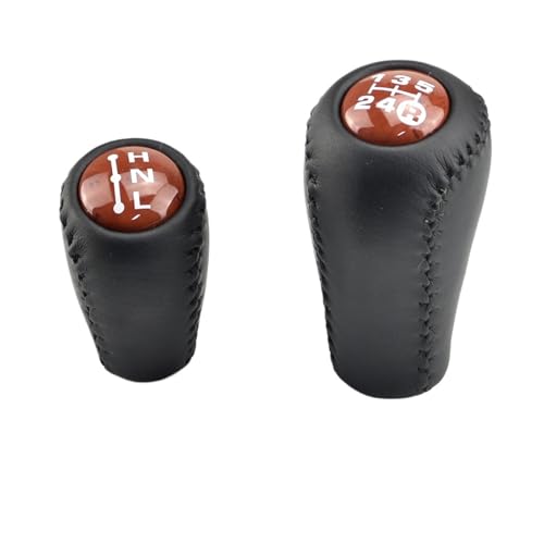 HASGTFM ABS + Leder Auto Styling 5 Gang Schaltgetriebe + Transfer Schaltknauf Fit for Toyota Prado LC120 Land Cruiser 03-09(2Pcs Black Walnut) von HASGTFM