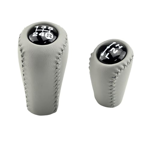 HASGTFM ABS + Leder Auto Styling 5 Gang Schaltgetriebe + Transfer Schaltknauf Fit for Toyota Prado LC120 Land Cruiser 03-09(2Pcs Gray) von HASGTFM