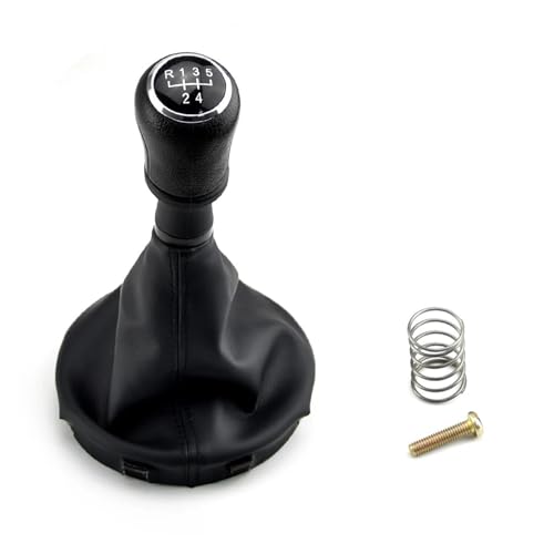 HASGTFM Auto 6/5 Gang Schalthebel Schaltknauf Ledermanschette Passend for VW Transporter T5 .1 GP 2003 2004 2005 2006 2007 2008 2009 2010 2011 T6(5 Speed-Black) von HASGTFM