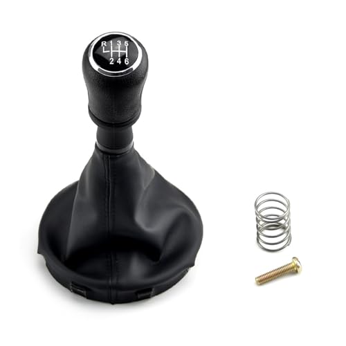 HASGTFM Auto 6/5 Gang Schalthebel Schaltknauf Ledermanschette Passend for VW Transporter T5 .1 GP 2003 2004 2005 2006 2007 2008 2009 2010 2011 T6(6 Speed-Black) von HASGTFM