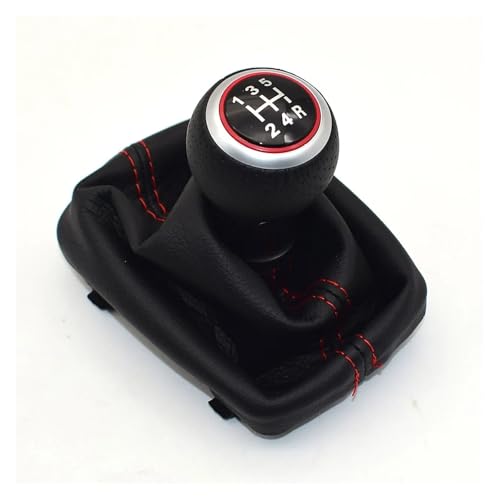 HASGTFM Auto Styling Zubehör MT Schaltknauf Gamasche Boot Abdeckung Hebel Stick Stift Fit for Audi A4 S4 B8 8K A5 8T Q5 8R Sline 2007-2015(5 Speed-Red-5R-01) von HASGTFM