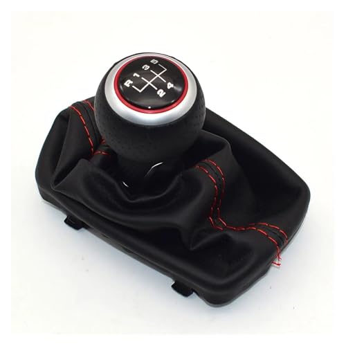 HASGTFM Auto Styling Zubehör MT Schaltknauf Gamasche Boot Abdeckung Hebel Stick Stift Fit for Audi A4 S4 B8 8K A5 8T Q5 8R Sline 2007-2015(5 Speed-Red-R5-01) von HASGTFM