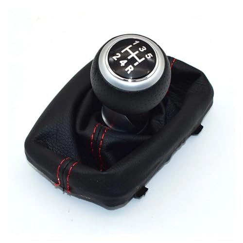 HASGTFM Auto Styling Zubehör MT Schaltknauf Gamasche Boot Abdeckung Hebel Stick Stift Fit for Audi A4 S4 B8 8K A5 8T Q5 8R Sline 2007-2015(5 Speed-Silver-5R-01) von HASGTFM