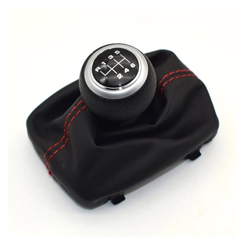 HASGTFM Auto Styling Zubehör MT Schaltknauf Gamasche Boot Abdeckung Hebel Stick Stift Fit for Audi A4 S4 B8 8K A5 8T Q5 8R Sline 2007-2015(6 Speed-Silver-R6-01) von HASGTFM