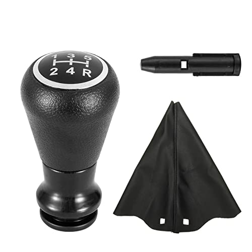 HASGTFM Chrom-Auto-ABS-Schaltknauf, manuell, 5 Gänge, passend for Peugeot 106 206 306 406 107 207 307 407 301 308 2008 mit Gamaschenabdeckung(Black-5 Speed) von HASGTFM