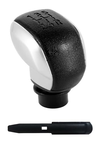 HASGTFM Chrom-Auto-ABS-Schaltknauf, manuell, 5 Gänge, passend for Peugeot 106 206 306 406 107 207 307 407 301 308 2008 mit Gamaschenabdeckung(Matt Silver) von HASGTFM