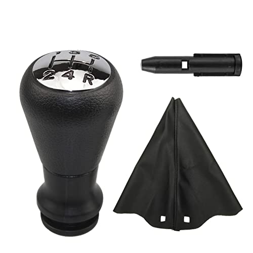 HASGTFM Chrom-Auto-ABS-Schaltknauf, manuell, 5 Gänge, passend for Peugeot 106 206 306 406 107 207 307 407 301 308 2008 mit Gamaschenabdeckung(Silver-5 Speed) von HASGTFM