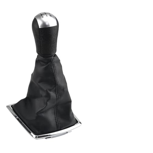 HASGTFM Fit for Ford for Focus 2 for Mondeo MK2 2004 2005 2007 2008 2009 2010 2011 Auto Styling Schaltknauf Hebel Gaitor Shifter Boot Abdeckung Fall(Silver 5 Speed A) von HASGTFM