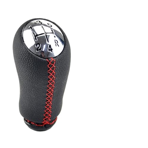 HASGTFM Leder ABS Auto Schaltknauf Passend for Renault Clio 3 Megane 2 Scenic Kangoo 5 Geschwindigkeit mit Kofferraumabdeckung Hebel Stick Zubehör(Red Line A) von HASGTFM