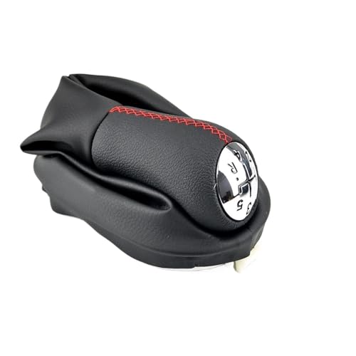 HASGTFM Leder ABS Auto Schaltknauf Passend for Renault Clio 3 Megane 2 Scenic Kangoo 5 Geschwindigkeit mit Kofferraumabdeckung Hebel Stick Zubehör(Red Line B) von HASGTFM