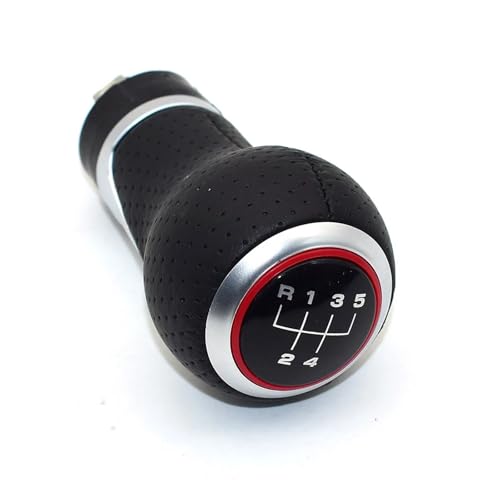 HASGTFM Roter Ring 12 mm, 5/6-Gang-Schaltknauf for Auto, manueller Schalthebel, Stiftgriff, passend for Audi A4 S4 B8 8K A5 8T Q5 8R S Line 2007–2015(5 Speed-RED 01) von HASGTFM