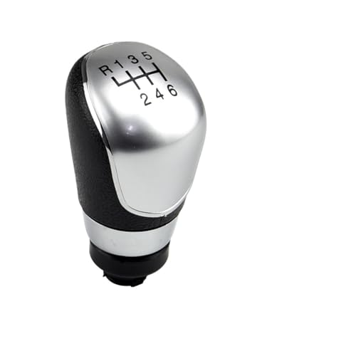 HASGTFM Schaltknauf mit staubdichter Abdeckung, Antriebskopf-Schaltgriff, passend for Ford, for Focus 2 MK2 FL C-MAX 2006–2011 MK3 MK4 MK7 Galaxy(Silver 6 Speed B) von HASGTFM