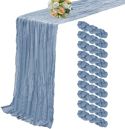 10 Stück Käsetuch Staubiges Blaua , 90 x 300 cm, Boho-Gaze-Tischdecken, Lange Käse-Tischdecken für Party, Bankett, Hochzeit, Geburtstag, Tischdekoration von HASJOIN