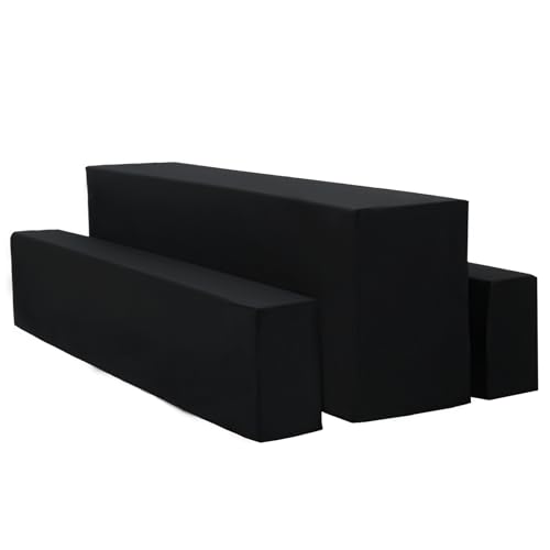 HASJOIN 1 Packungen Biertischhussen 3er-Set, Biertisch- und Bierbankhussen, Schwarz Bierzeltgarnitur 220 x 70 x 70 cm, 70 cm Tischbreite, für Gartenbankette im Freien (Schwarz) von HASJOIN
