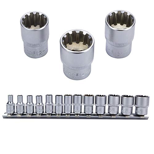 13tlg 1/4" Steckschlüssel-Set-Satz I 4-14mm NussI Stecknüsse-Set 6-12-Kant Torx I Vielzahn Zoll E-profil von HASKYY