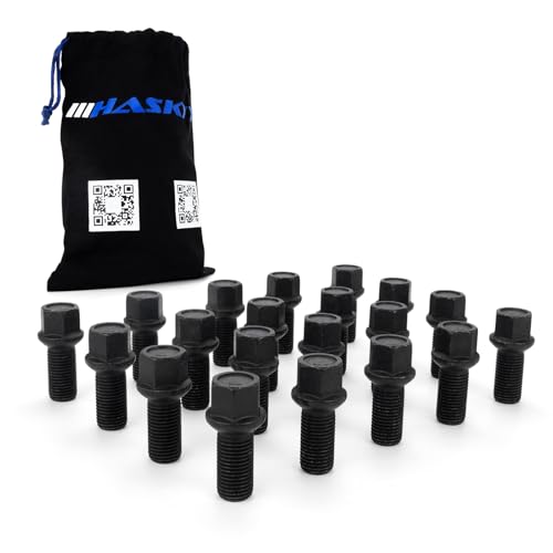 20 Radschrauben M14x1,5x27mm I R13 Kugel Kugelbund I SCHWARZ I Durchmesser D=26mm I MADE IN EU I SW 17mm von HASKYY
