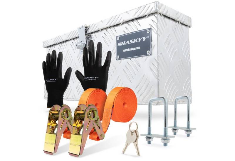HASKYY Aufbewahrungsbox Aufbewahrungsbox Anhängerbox mit 2x Spanngurte Handschuhe Transportset von HASKYY