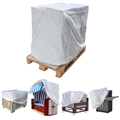 HASKYY Euro-Paletten-Haube Abdeckhaube Schutzhülle 130x90x130cm - 10x Euro-Paletten-Möbel-Abdeckung Paletten-Abdeck-Plane Strandkorb-Schutz-Hülle Polyethylene Gartenmöbel-Abdeckung PE UV-Beständig von HASKYY