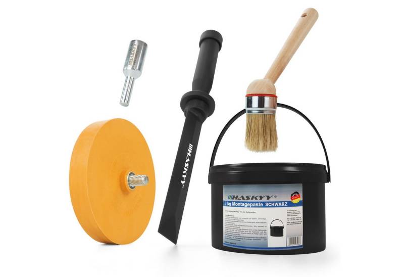 HASKYY Montagepaste Reifen Montagepaste 3kg Schwarz Pinsel Folienradierer Kunststoff Schab von HASKYY