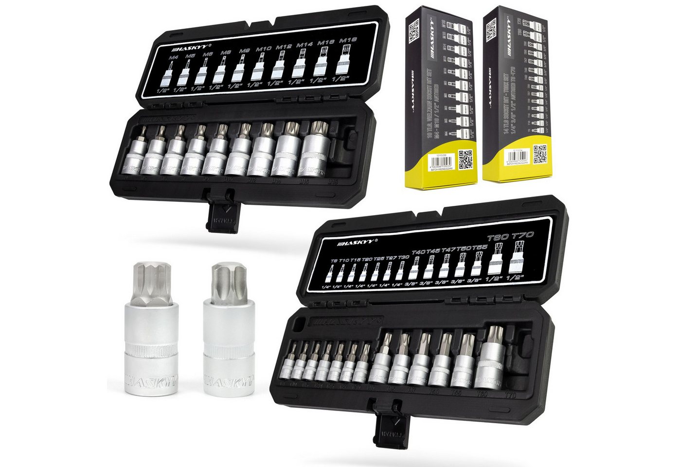 HASKYY Steckschlüssel Torx XZN Steckschlüssel Set 24tlg T8-T70 M4-M18 von HASKYY