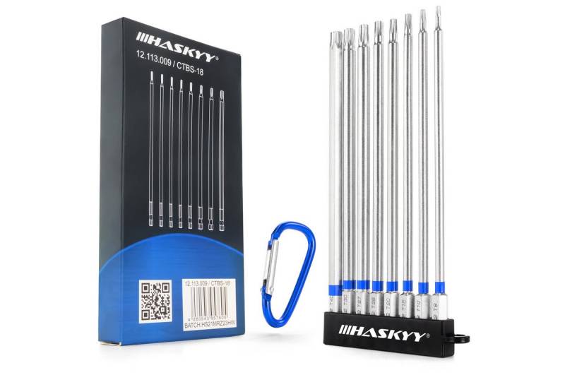 HASKYY Torx-Bit 1/4" Torx Bits Set Magnetisch Langbits 150mm 8 tlg. T8-T40 Silber von HASKYY