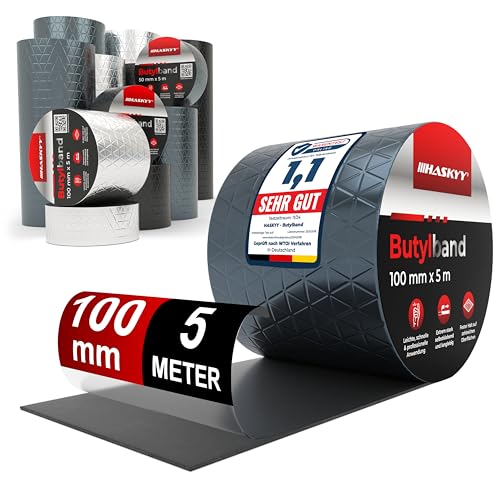 Wasserdichtes Klebeband Butylband I 100mm*5m Anthrazit hochwertig selbstklebend mit Aluminiumfolie I Butyl-Tape alterungsbeständig korrosionsbeständig UV-beständig Wasserdichtes Klebeband Butylband I 100mm*5m Anthrazit hochwertig selbstklebend mit Aluminiumfolie I Butyl-Tape alterungsbeständig korrosionsbeständig UV-beständig von HASKYY