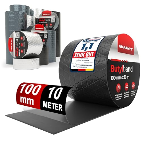 Wasserdichtes Klebeband Butylband I 10cm*10m Schwarz hochwertig selbstklebend mit Aluminiumfolie I Butyl-Tape alterungsbeständig korrosionsbeständig UV-beständig … Wasserdichtes Klebeband Butylband I 10cm*10m Schwarz hochwertig selbstklebend mit Aluminiumfolie I Butyl-Tape alterungsbeständig korrosionsbeständig UV-beständig … von HASKYY