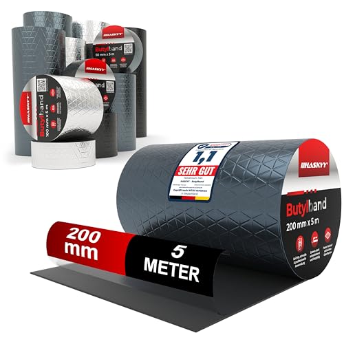 Wasserdichtes Klebeband Butylband I 200mm*5m Anthrazit hochwertig selbstklebend mit Aluminiumfolie I Butyl-Tape alterungsbeständig korrosionsbeständig UV-beständig Wasserdichtes Klebeband Butylband I 200mm*5m Anthrazit hochwertig selbstklebend mit Aluminiumfolie I Butyl-Tape alterungsbeständig korrosionsbeständig UV-beständig von HASKYY