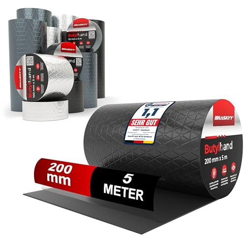 Wasserdichtes Klebeband Butylband I 20cm*5m Schwarz hochwertig selbstklebend mit Aluminiumfolie I Butyl-Tape alterungsbeständig korrosionsbeständig UV-beständig Wasserdichtes Klebeband Butylband I 20cm*5m Schwarz hochwertig selbstklebend mit Aluminiumfolie I Butyl-Tape alterungsbeständig korrosionsbeständig UV-beständig von HASKYY