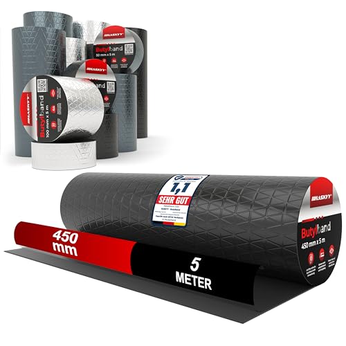 Wasserdichtes Klebeband Butylband I 45cm*5m Schwarz hochwertig selbstklebend mit Aluminiumfolie I Butyl-Tape alterungsbeständig korrosionsbeständig UV-beständig Wasserdichtes Klebeband Butylband I 45cm*5m Schwarz hochwertig selbstklebend mit Aluminiumfolie I Butyl-Tape alterungsbeständig korrosionsbeständig UV-beständig von HASKYY